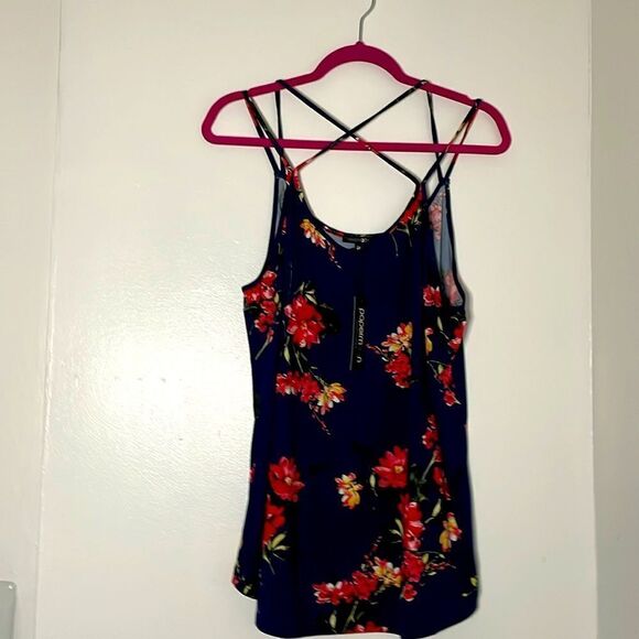 NWT papermoon plus size soft comfy floral flowers crisscross tank top 2X  blouse - Picture 1 of 6